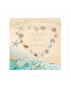 "No Selfies in the Bathroom ‚Äì Sea" by Trendy Decor 4U, Ready to Hang Framed Print, White Frame