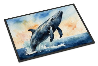 Humpback Whale Breaching Doormat Front Door Mat Indoor Outdoor Rugs for Entryway, Non Slip Washable Low Pile, 24H X 36W