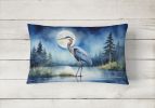 Birds, Birds, Birds Throw Pillow Throw Pillow for Indoor Couch Bed Outdoor Patio Washable, Blue Heron Moonlight 7495,12Hx16W