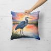 Blue Heron Setting Sun Throw Pillow Machine Washable, Indoor Outdoor Decorative Pillow for Couch, Bed or Patio, 18Hx18W