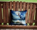 Blue Heron Under the Moonlight Throw Pillow Machine Washable, Indoor Outdoor Decorative Pillow for Couch, Bed or Patio, 14Hx14W