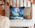 Blue Heron Under the Moonlight Throw Pillow Machine Washable, Indoor Outdoor Decorative Pillow for Couch, Bed or Patio, 14Hx14W