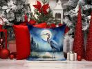 Blue Heron Under the Moonlight Throw Pillow Machine Washable, Indoor Outdoor Decorative Pillow for Couch, Bed or Patio, 14Hx14W