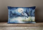 Birds, Birds, Birds Throw Pillow Throw Pillow for Indoor Couch Bed Outdoor Patio Washable, Blue Heron Moonlight 7493,12Hx16W